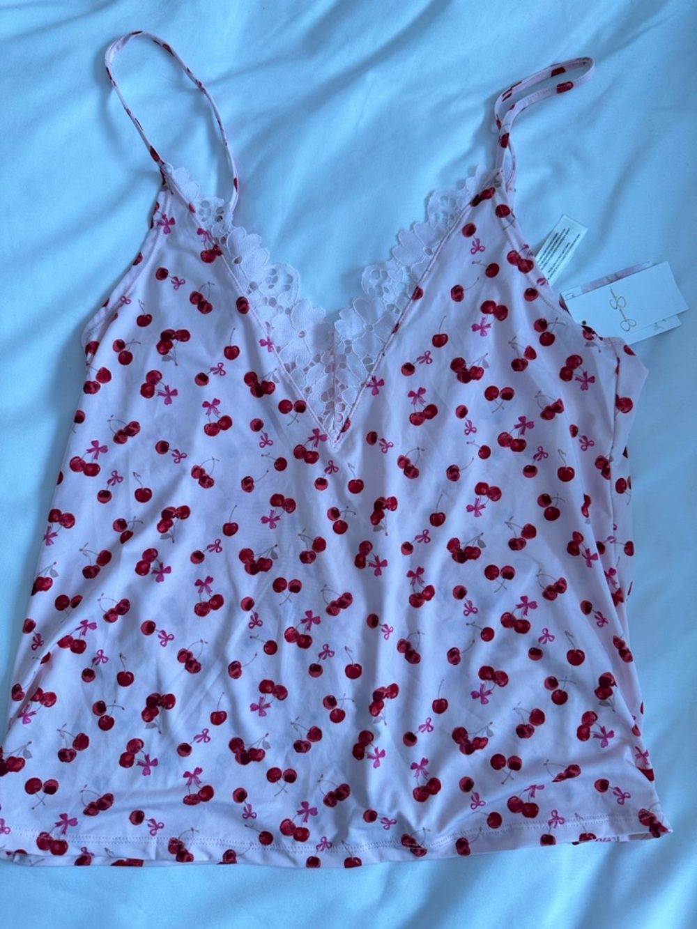 Pink Cherry Lace-Trim Sleep Cami & Short Set - Picture 3 of 6